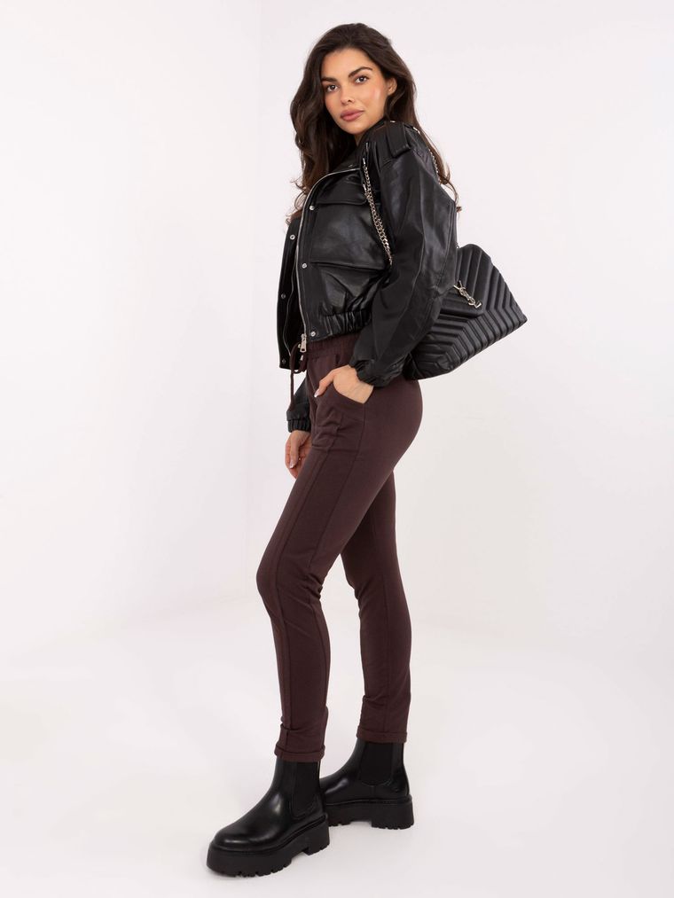 Spodnie dresowe damskie, brązowe, Basic Feel Good