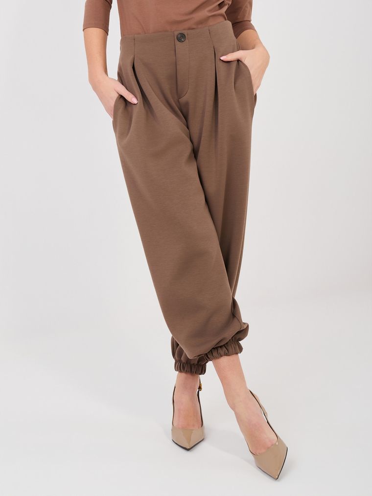 Spodnie dresowe damskie, brązowe, Italy Moda