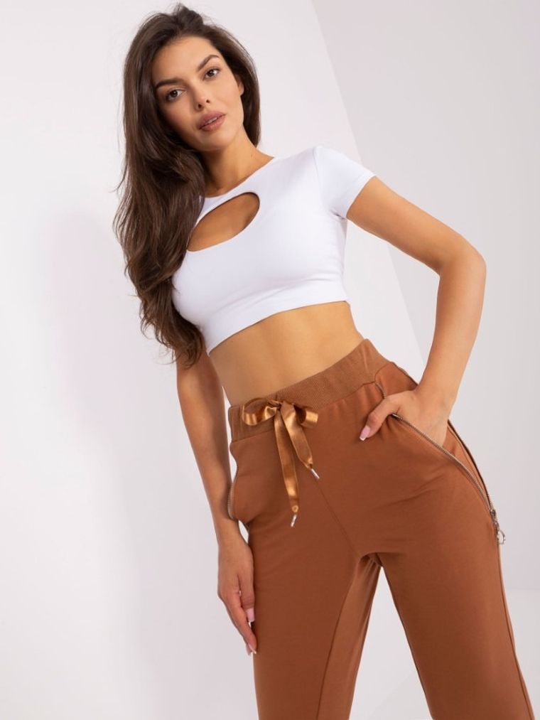 Spodnie dresowe damskie, brązowe, Lily Rose