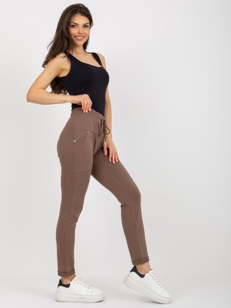 Spodnie dresowe damskie, brązowe, Relevance