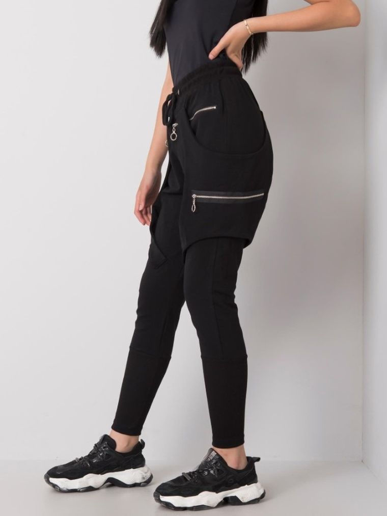 Spodnie dresowe damskie, czarne, Ex Moda
