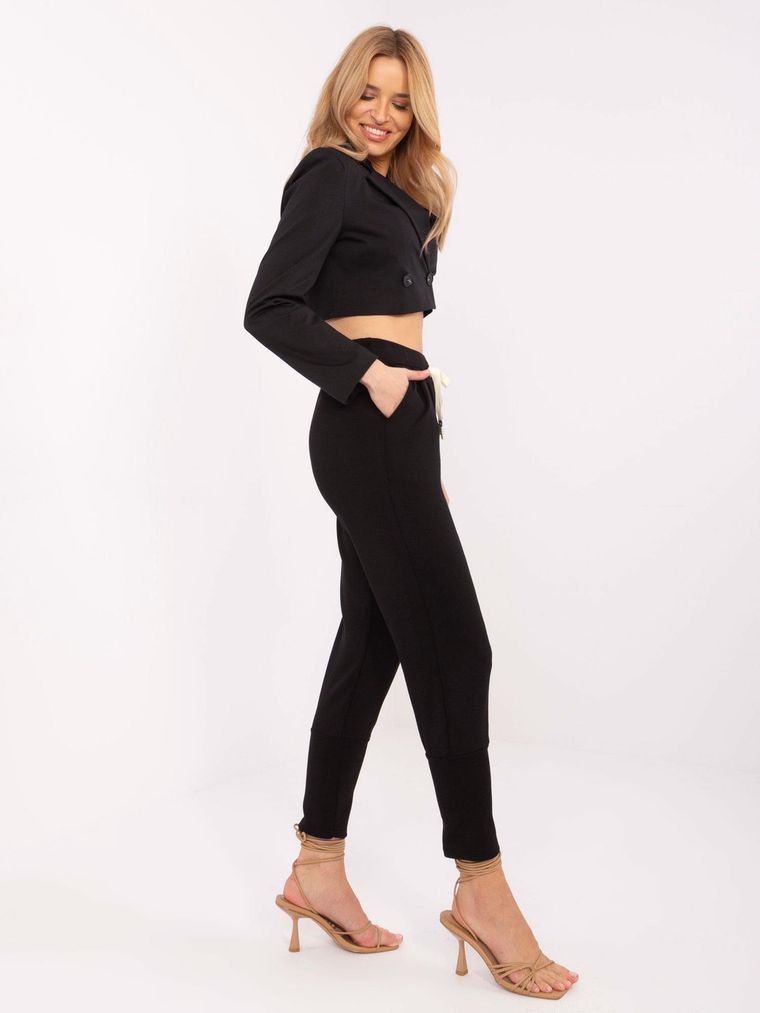 Spodnie dresowe damskie, czarne, Italy Moda