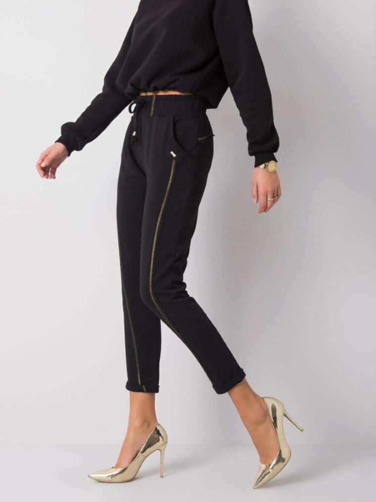 Spodnie dresowe damskie, czarne, Relevance
