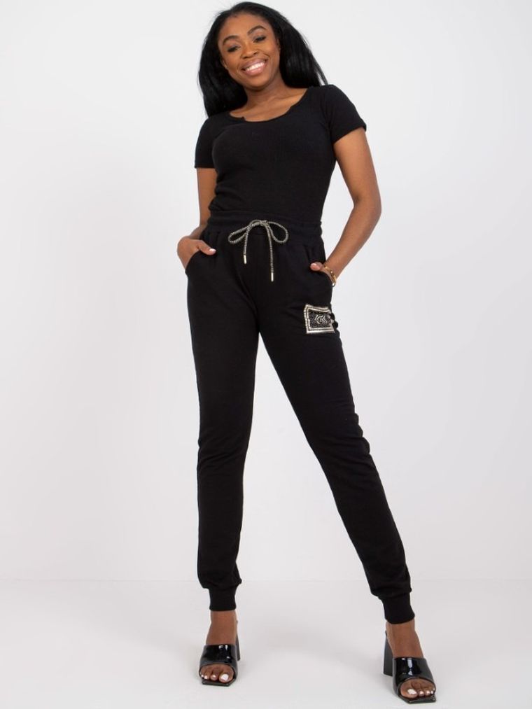 Spodnie dresowe damskie, czarne, Relevance