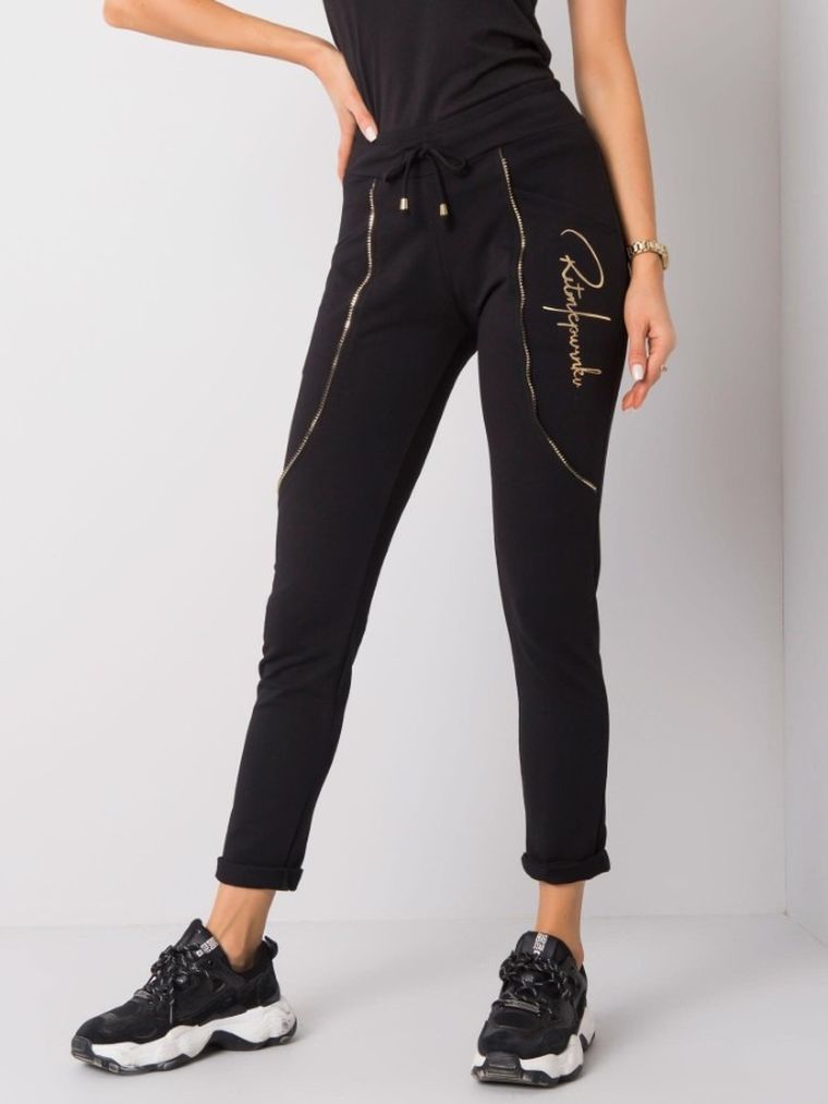 Spodnie dresowe damskie, czarne, Relevance