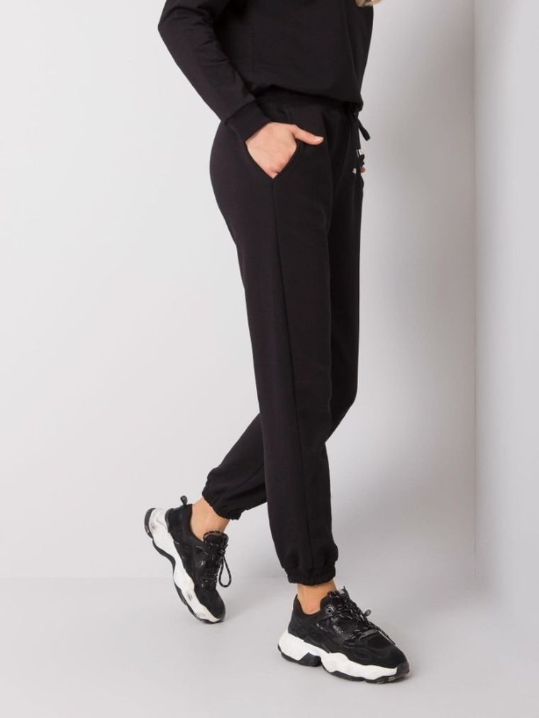 Spodnie dresowe damskie, czarne, Rue Paris