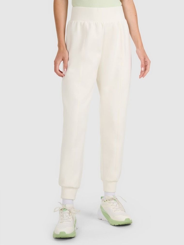 Spodnie dresowe damskie, ecru, 4F