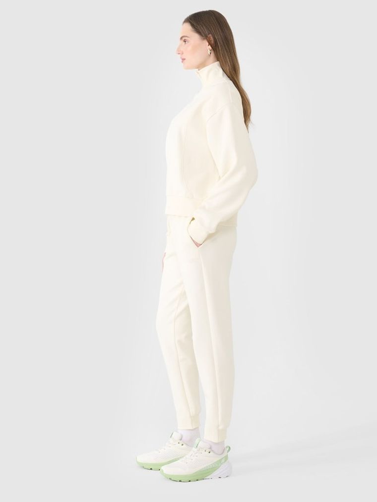 Spodnie dresowe damskie, ecru, 4F