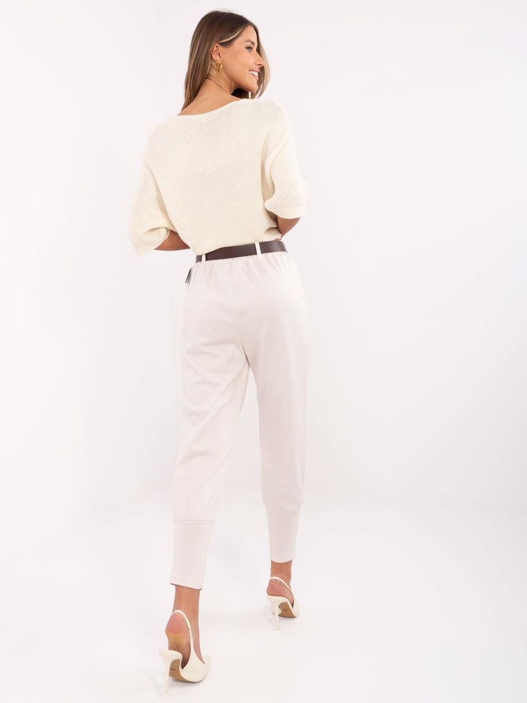 Spodnie dresowe damskie, ecru, Italy Moda