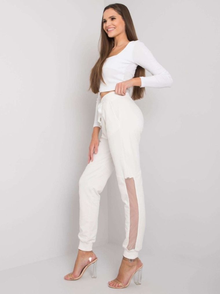 Spodnie dresowe damskie, ecru, Relevance