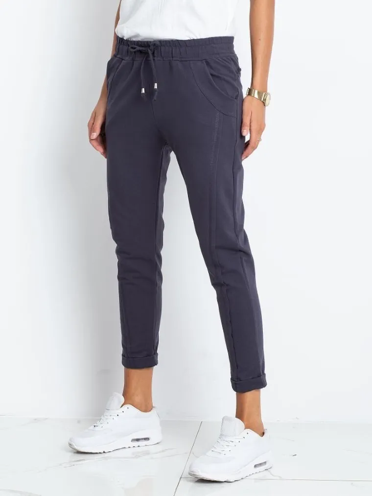 Spodnie dresowe damskie, grafitowe, Basic Feel Good