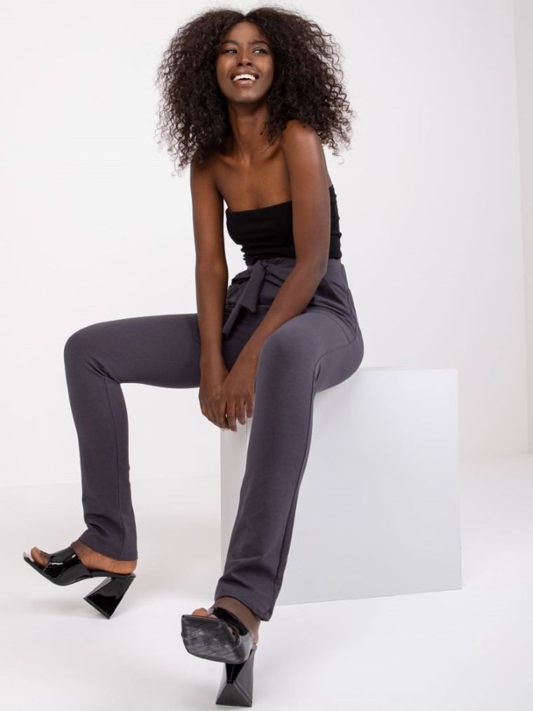 Spodnie dresowe damskie, grafitowe, Rue Paris