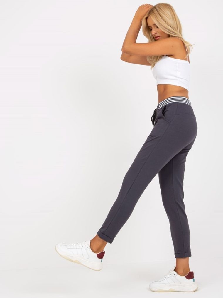 Spodnie dresowe damskie, grafitowe, Rue Paris