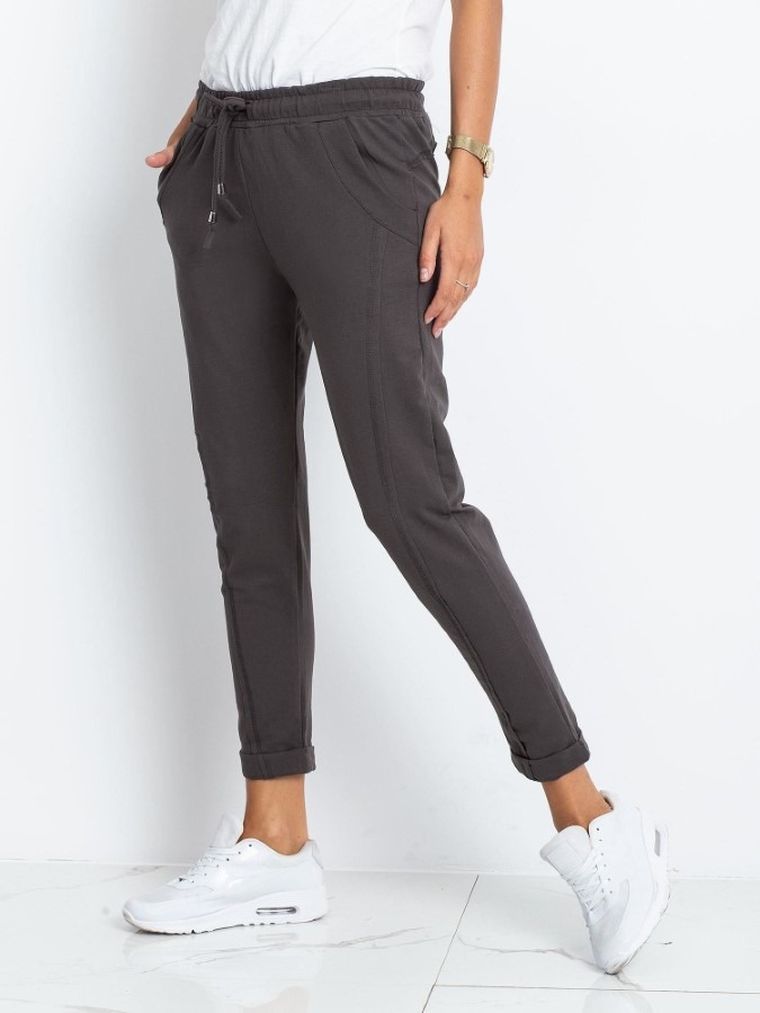 Spodnie dresowe damskie, khaki, Basic Feel Good