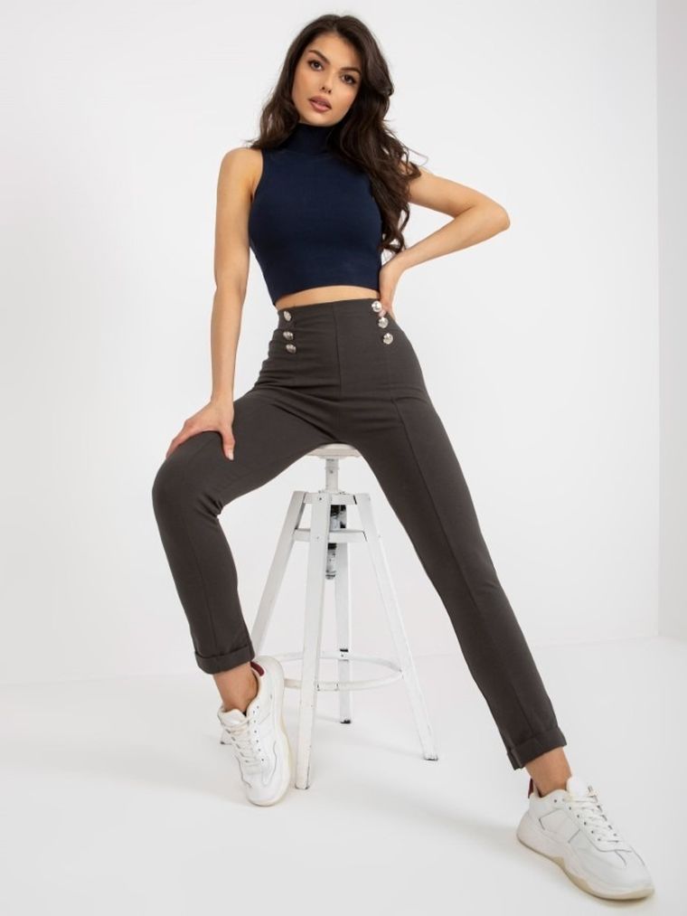 Spodnie dresowe damskie, khaki, Relevance