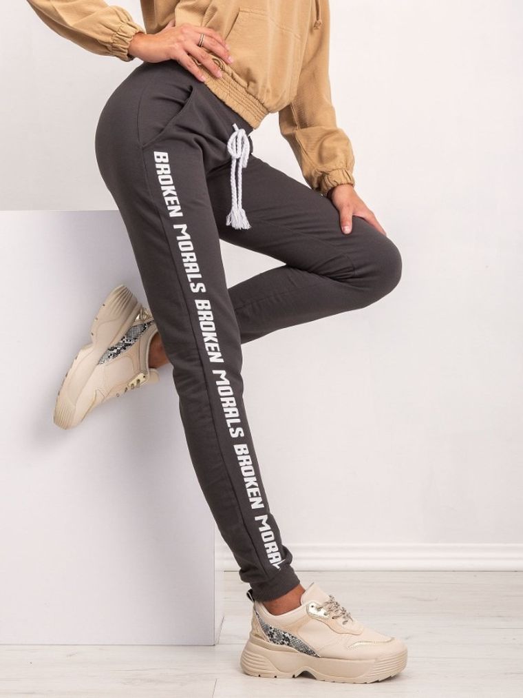 Spodnie dresowe damskie, khaki, Relevance