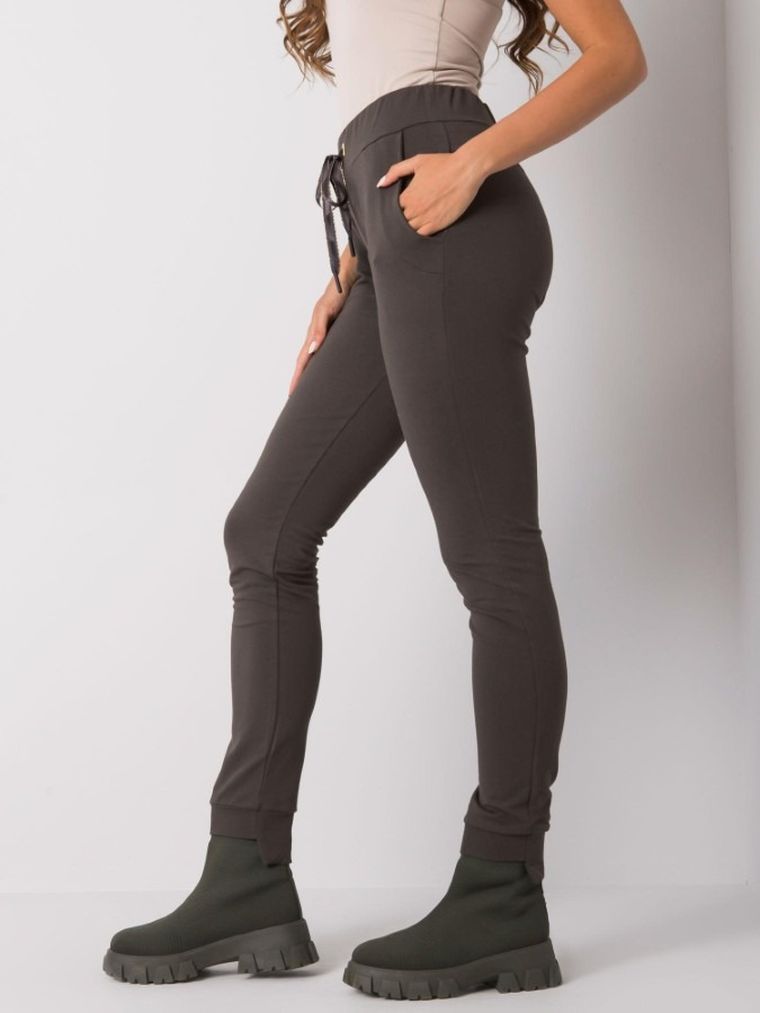 Spodnie dresowe damskie, khaki, Relevance