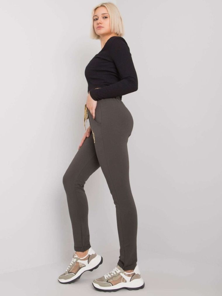 Spodnie dresowe damskie, khaki, Relevance