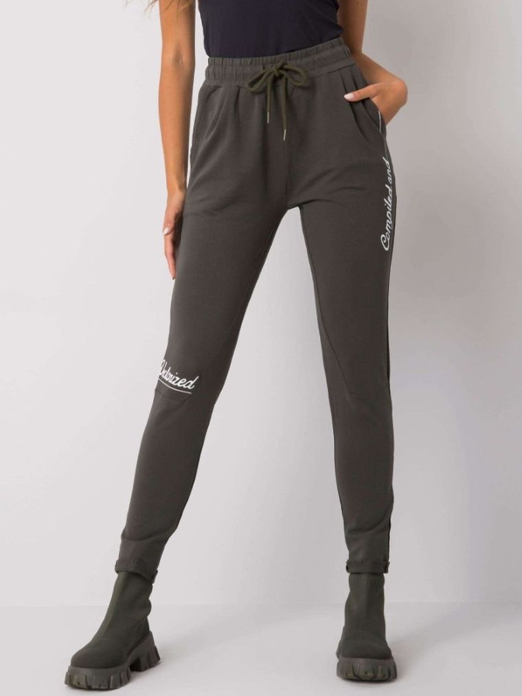 Spodnie dresowe damskie, khaki, Relevance