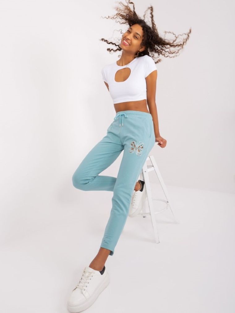 Spodnie dresowe damskie, miętowe, Relevance