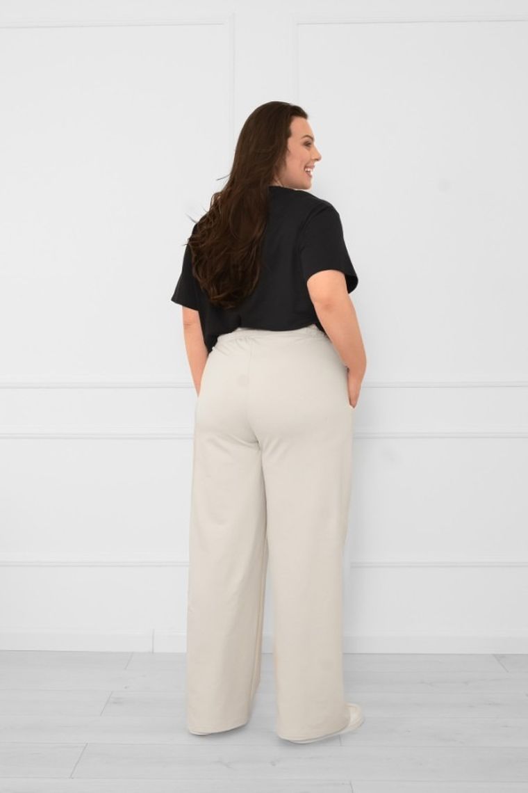 Spodnie dresowe damskie, plus size, beżowe, Caro, Italian Fashion