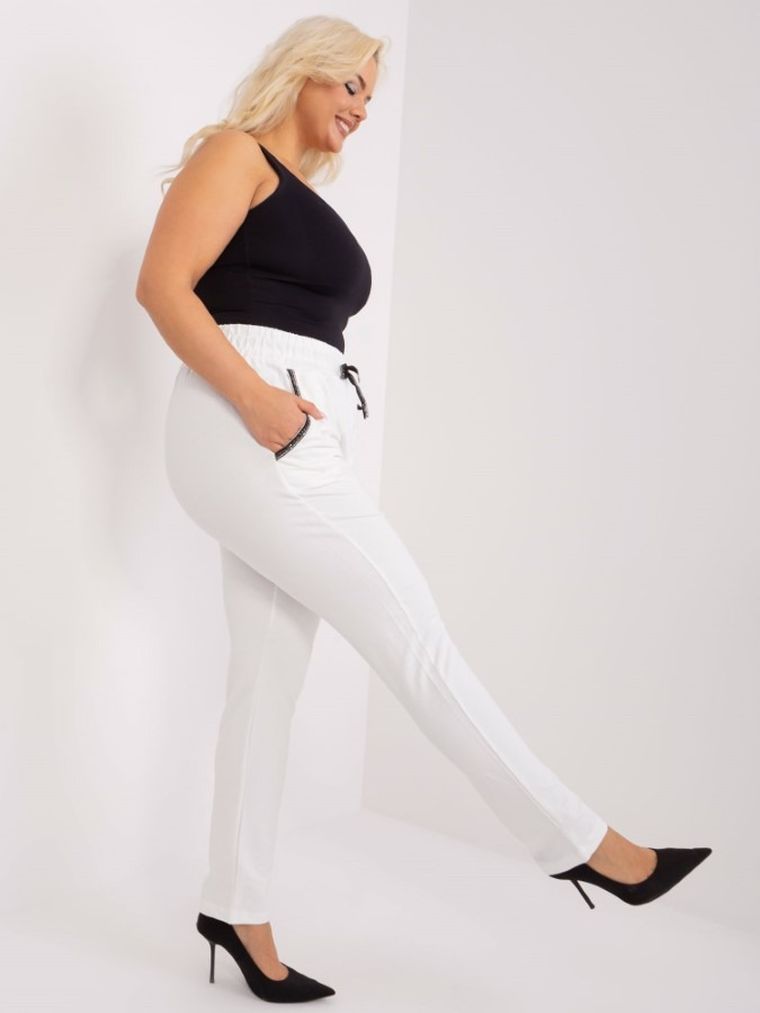 Spodnie dresowe damskie, plus size, ecru, Relevance