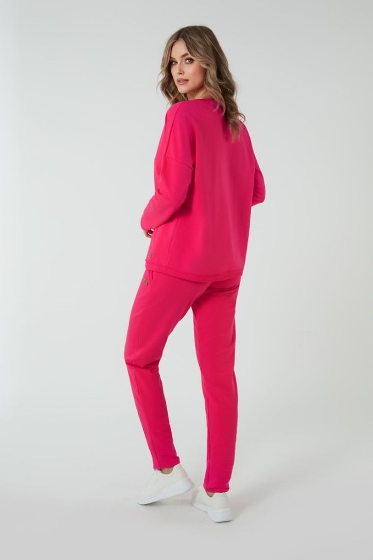 Spodnie dresowe damskie, plus size, różowe, Stella, Italian Fashion