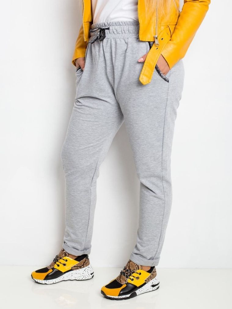 Spodnie dresowe damskie, plus size, szare, Relevance
