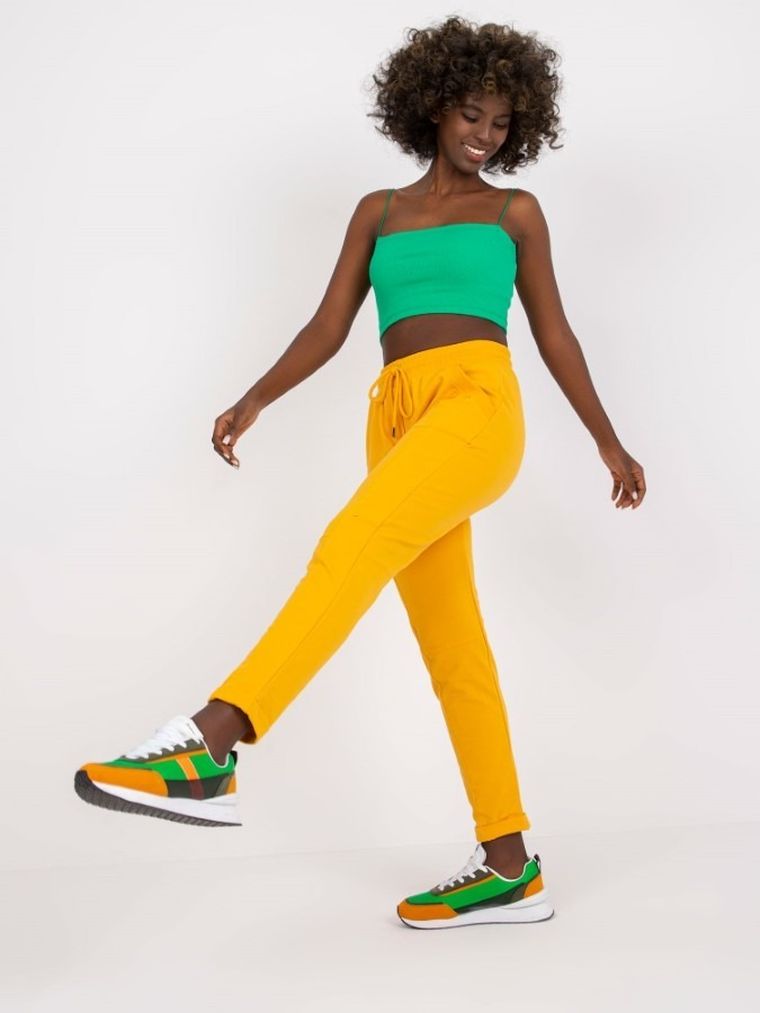 Spodnie dresowe damskie, pomarańczowe, Basic Feel Good