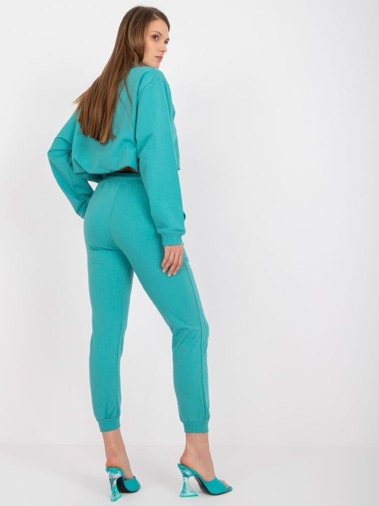 Spodnie dresowe damskie, turkusowe, Basic Feel Good