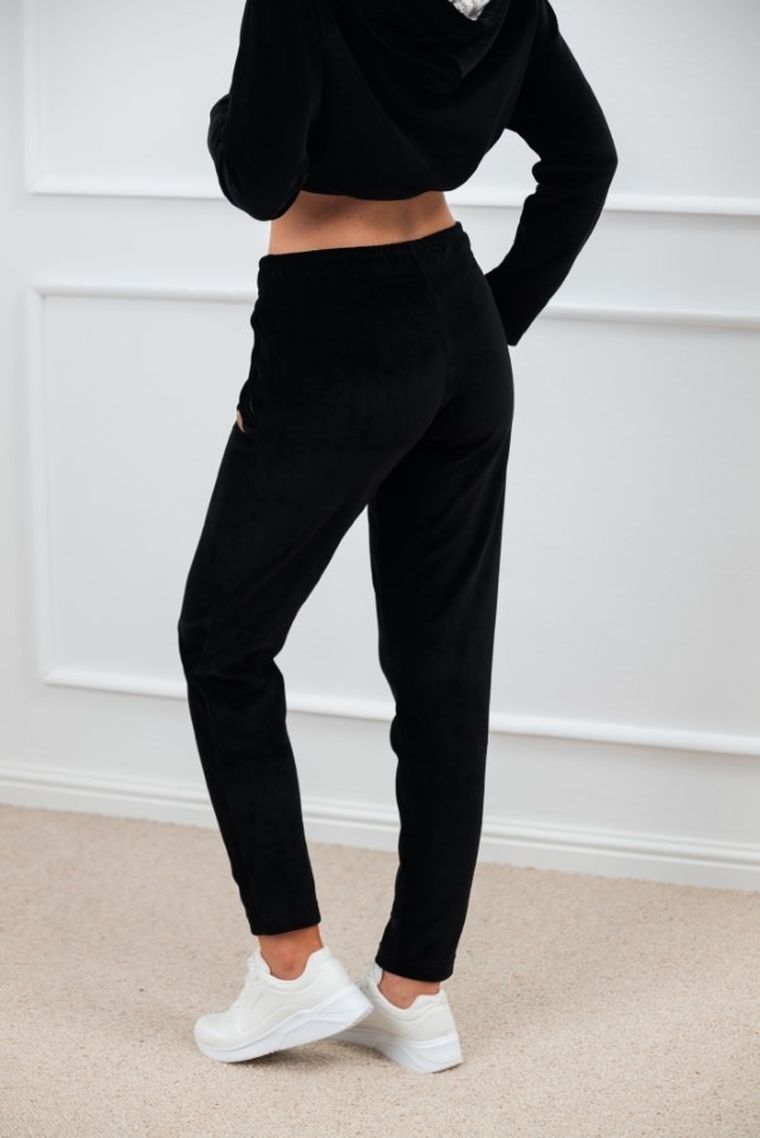 Spodnie dresowe damskie, welurowe, czarne, Roda, Italian Fashion