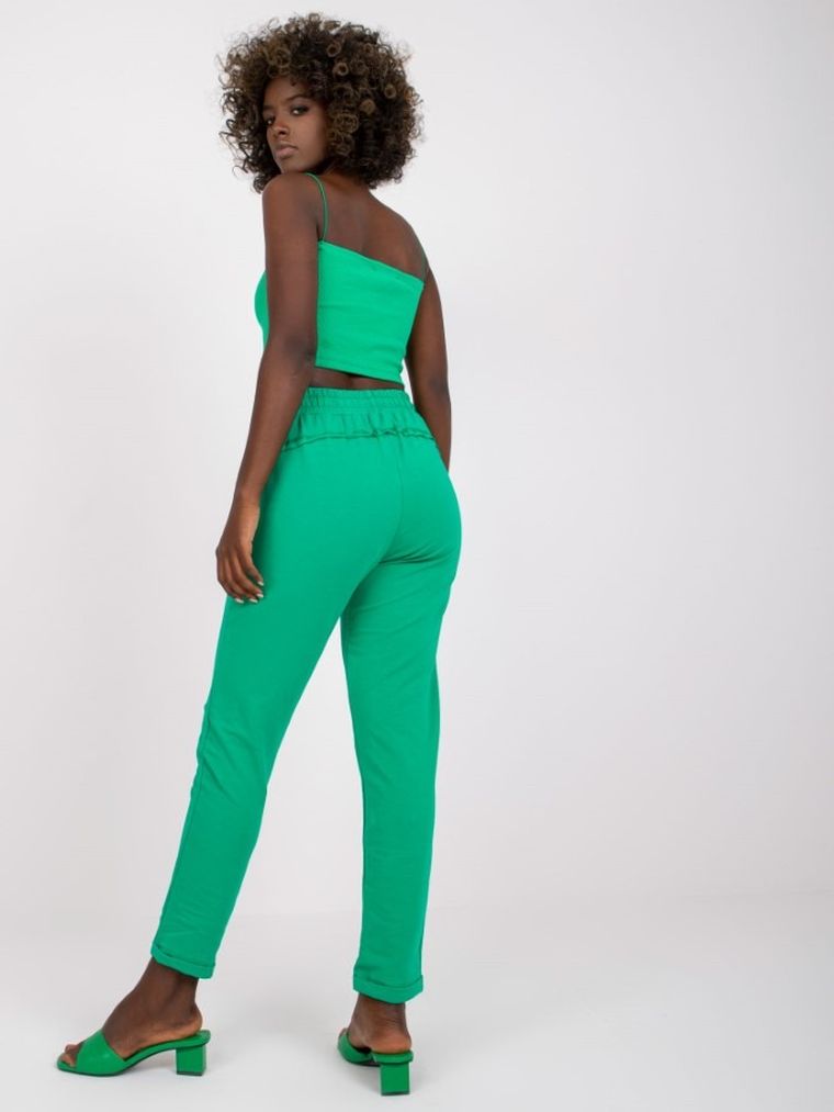 Spodnie dresowe damskie, zielone, Basic Feel Good
