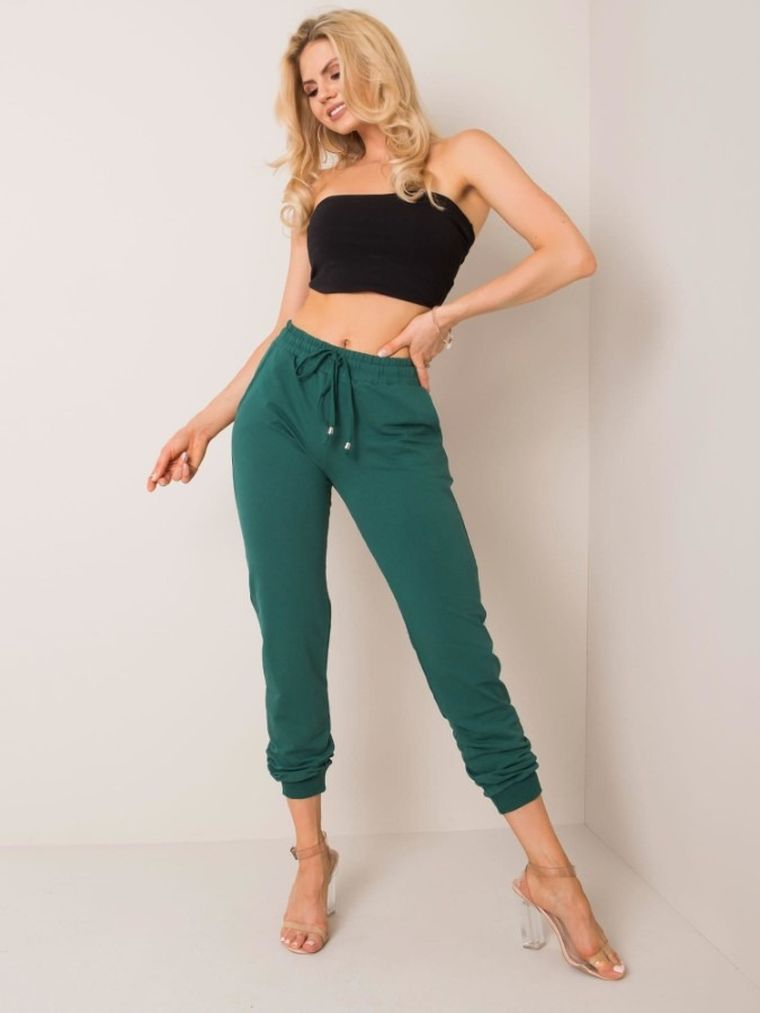 Spodnie dresowe damskie, zielone, Basic Feel Good
