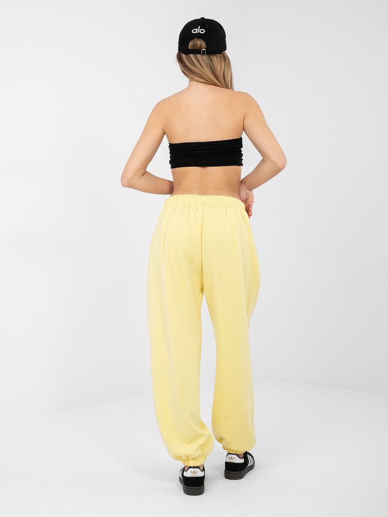 Spodnie dresowe damskie, żółte, Italy Moda