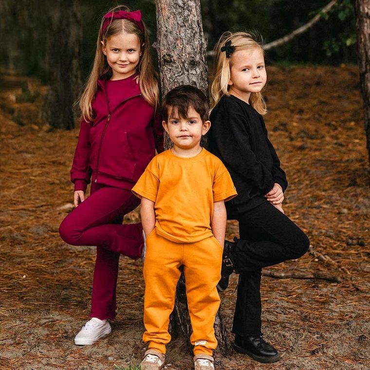 Spodnie dresowe dziecięce, musztardowe, Eevi