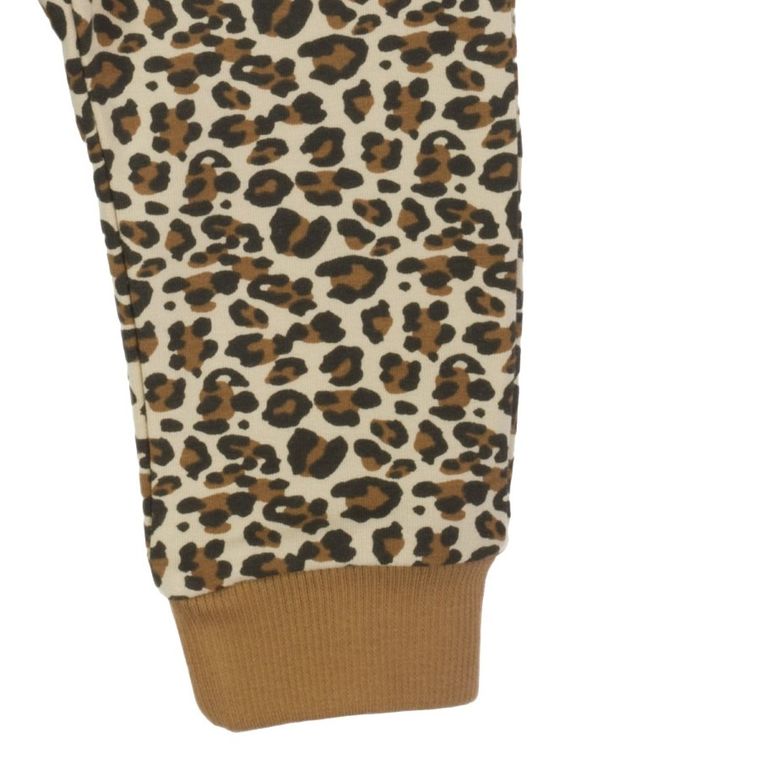 Spodnie dresowe dziewczęce, brązowo-beżowe, panterka, Nicol