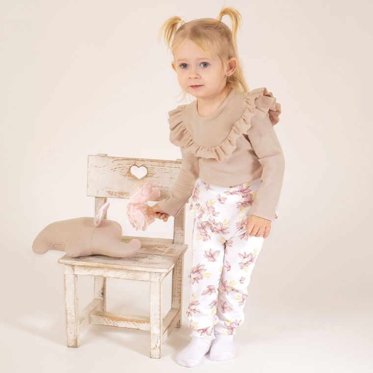 Spodnie dresowe dziewczęce, ecru, Nicol