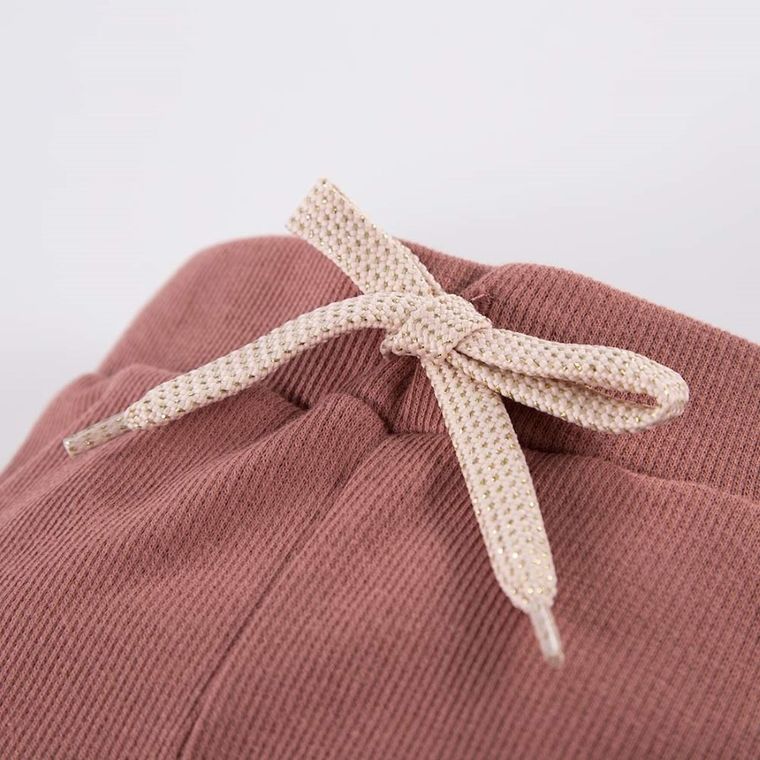 Spodnie dresowe dziewczęce, prążkowane, ciemnoróżowe, Eevi