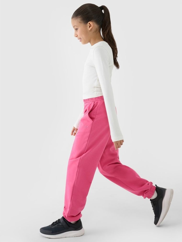 Spodnie dresowe dziewczęce, różowe, 4F