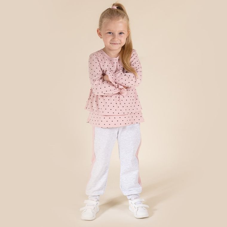 Spodnie dresowe dziewczęce, różowo-szare, Nicol