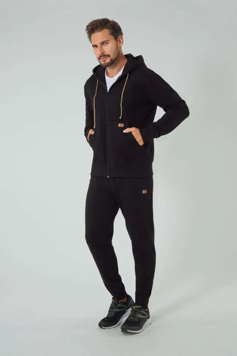 Spodnie dresowe męskie, plus size, czarne, Darwin, Italian Fashion