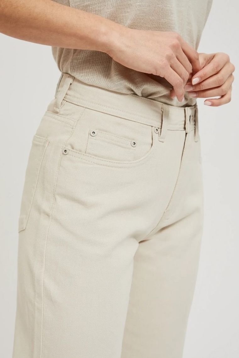 Spodnie jeansowe damskie, beżowe, Moodo