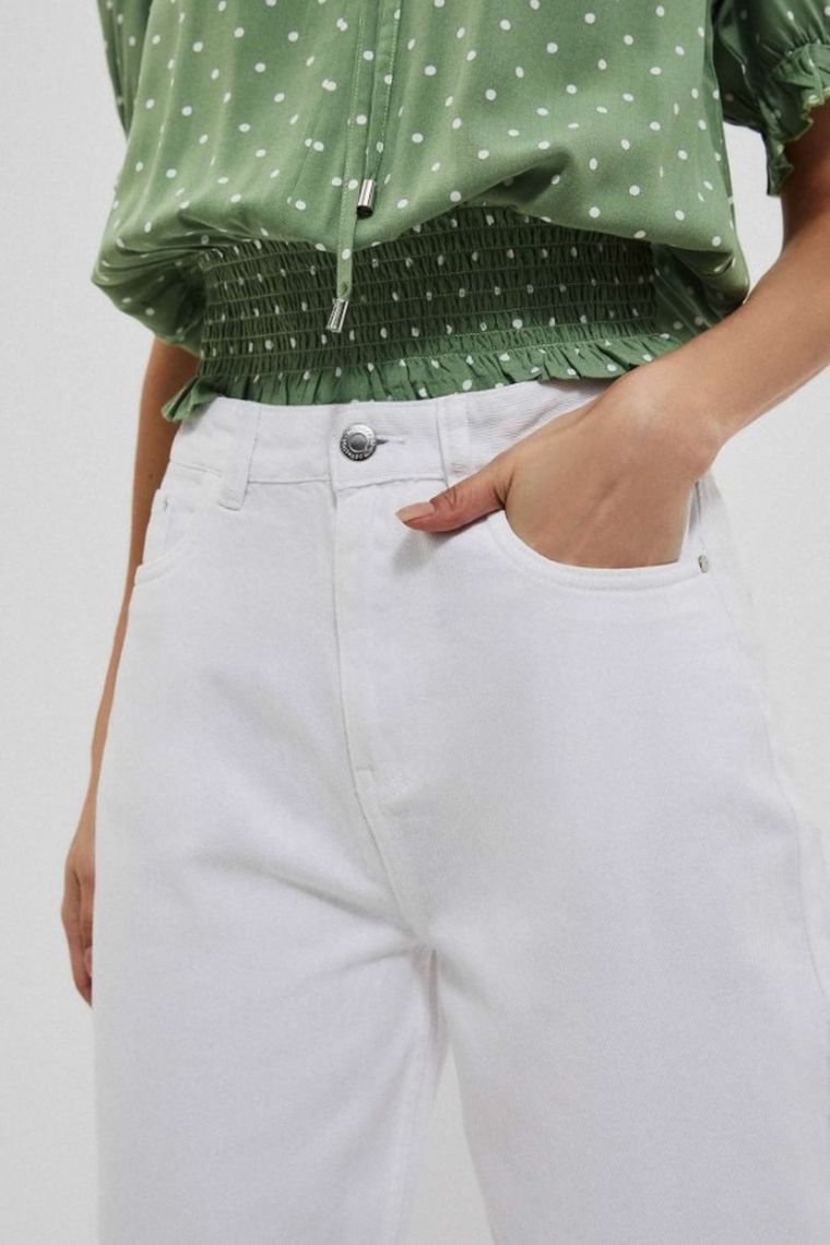 Spodnie jeansowe damskie, białe, Moodo