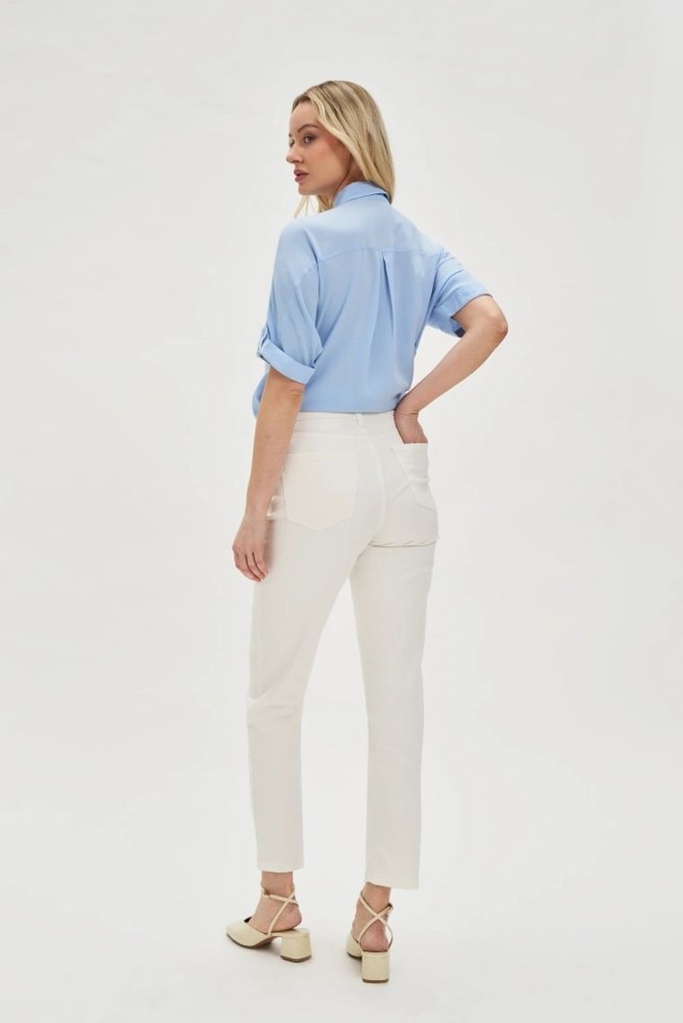 Spodnie jeansowe damskie, białe, Moodo