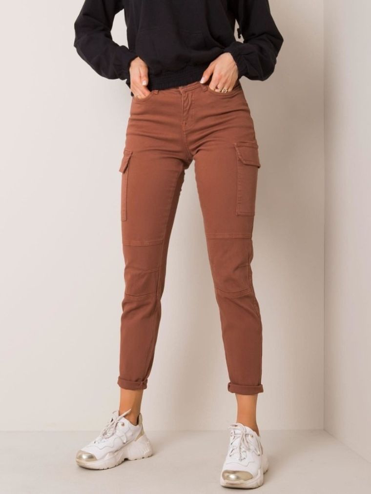 Spodnie jeansowe damskie, brązowe, Sublevel