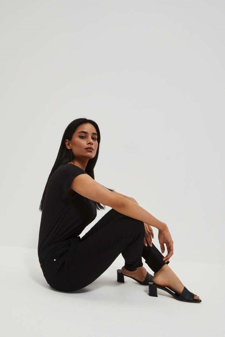 Spodnie jeansowe damskie, czarne, Moodo