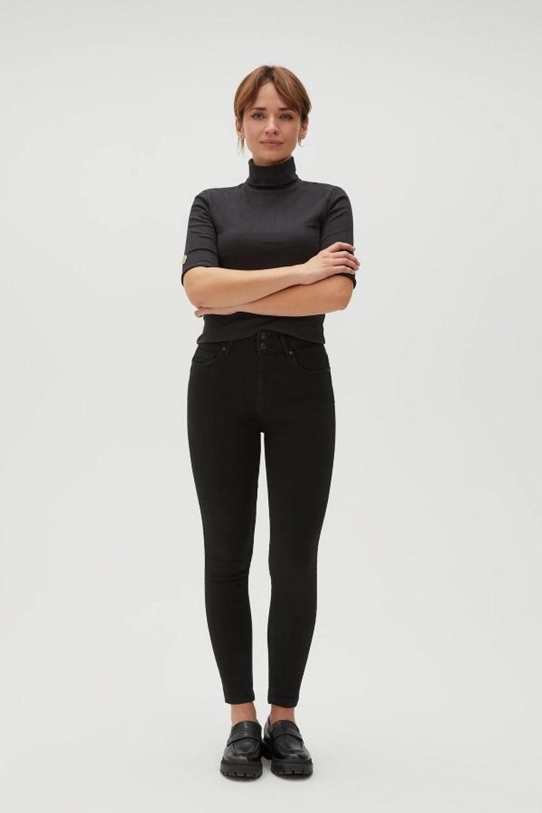 Spodnie jeansowe damskie, czarne, Moodo