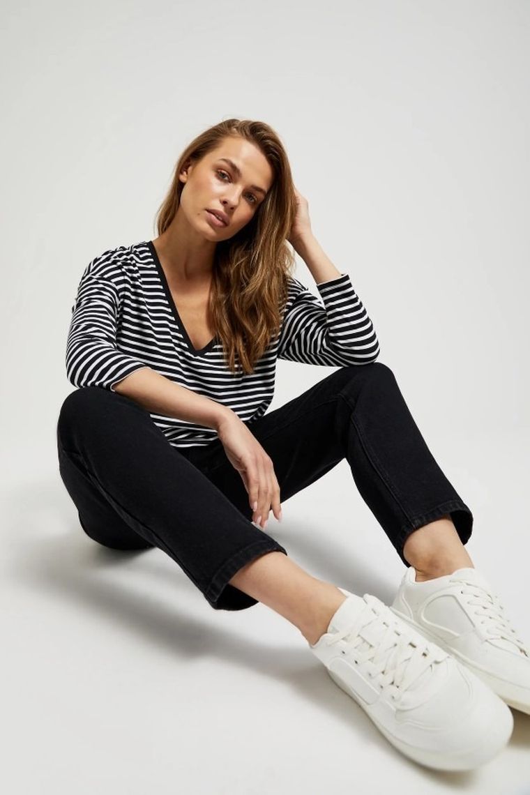 Spodnie jeansowe damskie, czarne, Moodo