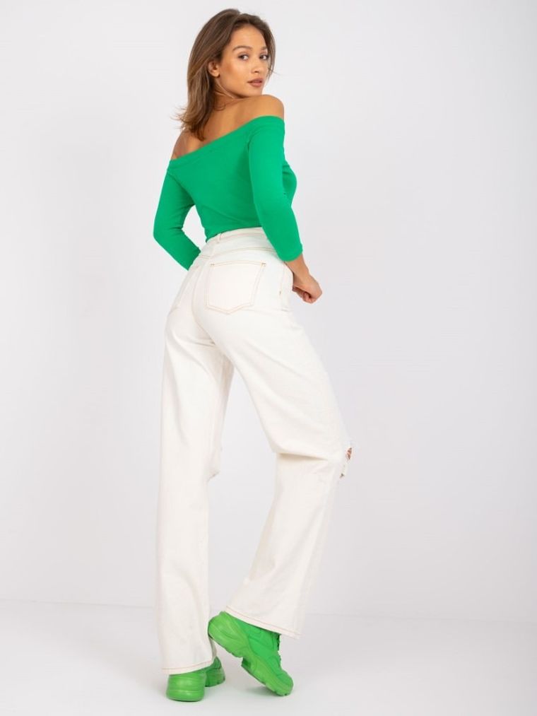 Spodnie jeansowe damskie, ecru, Rue Paris