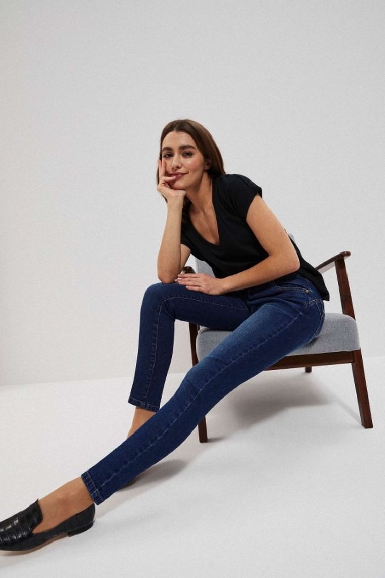 Spodnie jeansowe damskie, granatowe, Moodo